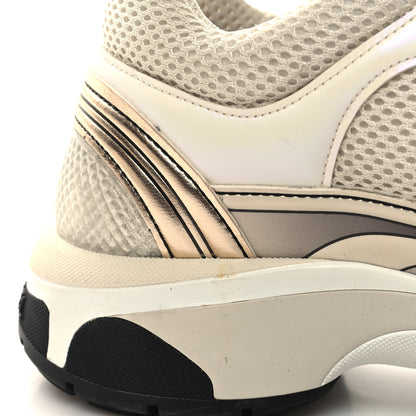 Chanel Fabric Laminated Calfskin Stretch CC Womens Sneakers 37 White Gold Silver 9 of 10