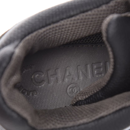 Chanel Suede Calfskin CC Sneakers 37 Black White Silver 10 of 13