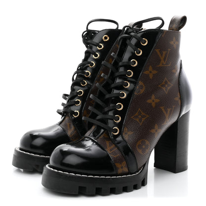 Louis Vuitton Patent Calfskin Monogram Star Trail Ankle Boots 37.5 Black 4 of 9