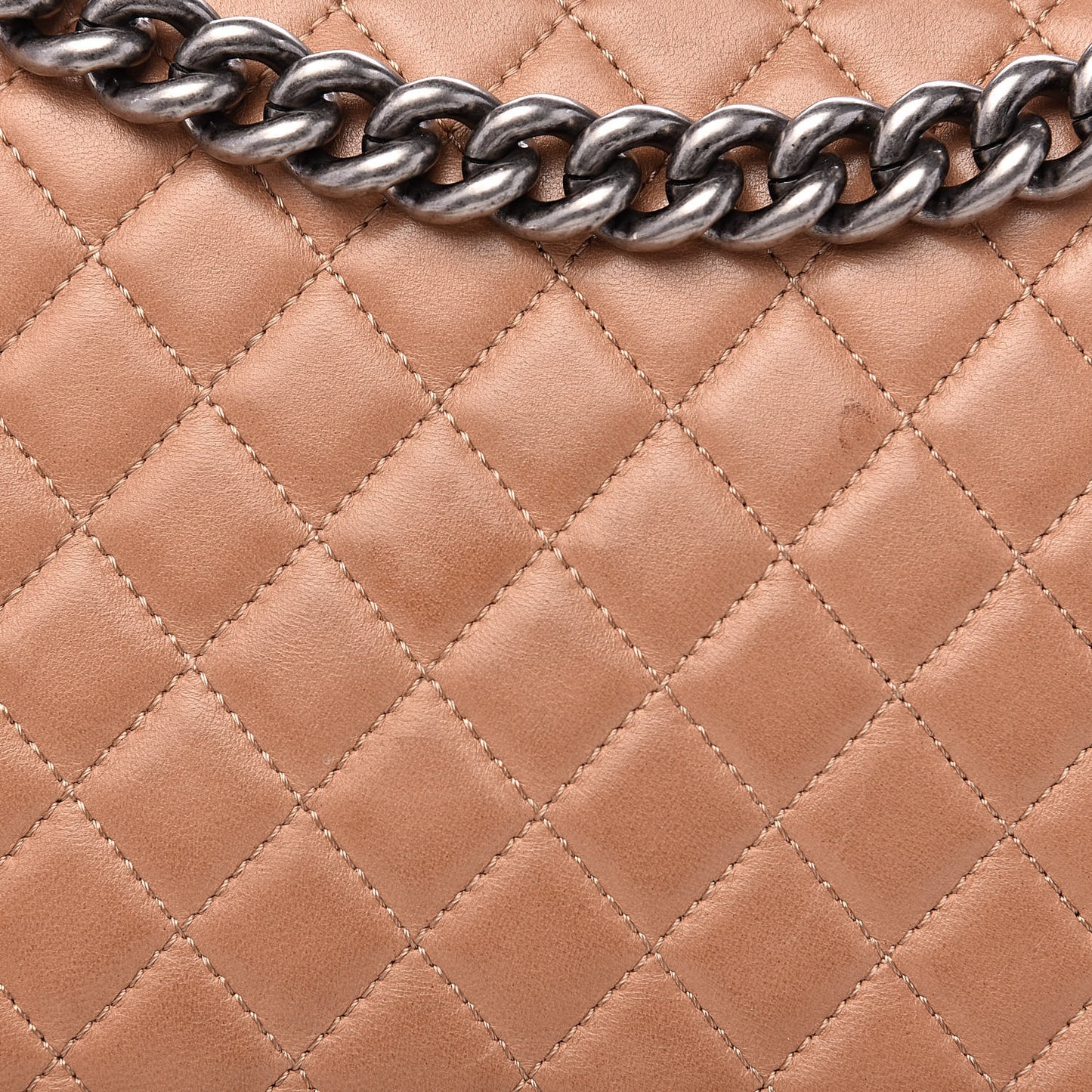 Lambskin Quilted Large Boy Flap Dark Beige