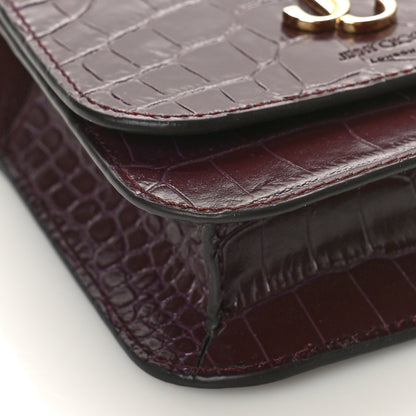 Jimmy Choo Crocodile Embossed Calfskin Micro JC Top Handle Bordeaux 7 of 8