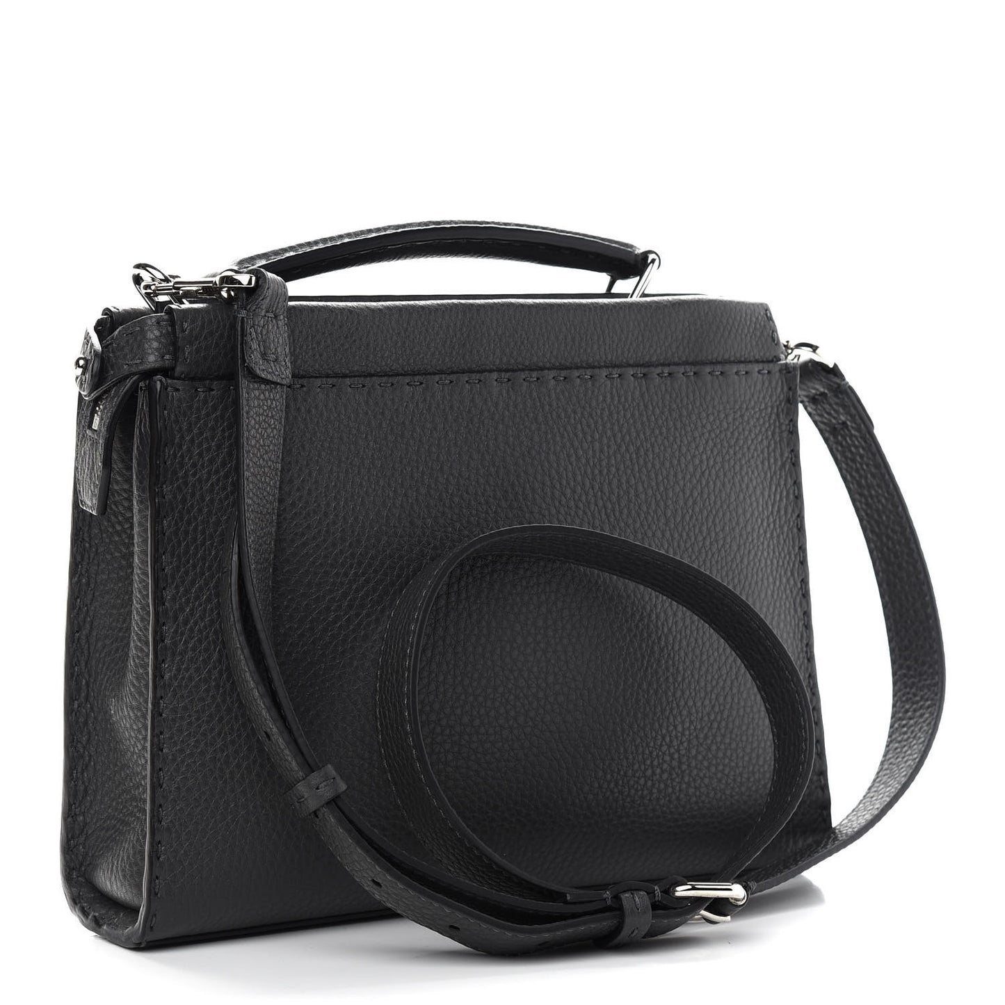 Cuoio Romano Lavorazione Selleria Stitch Gradient Mini Peekaboo Iconic Fit Satchel Asfalto Black White