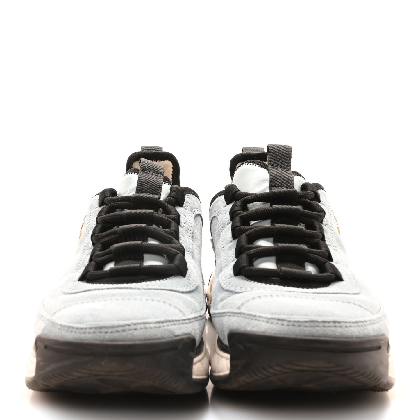Suede Calfskin Nylon Grosgrain CC Sneakers 38 Light Blue