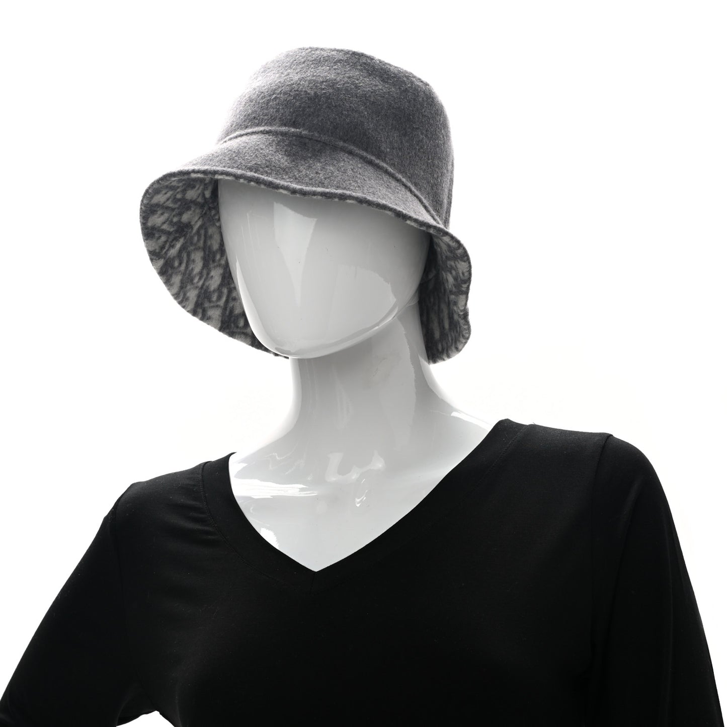 Wool Oblique Jacquard Bucket Hat Grey