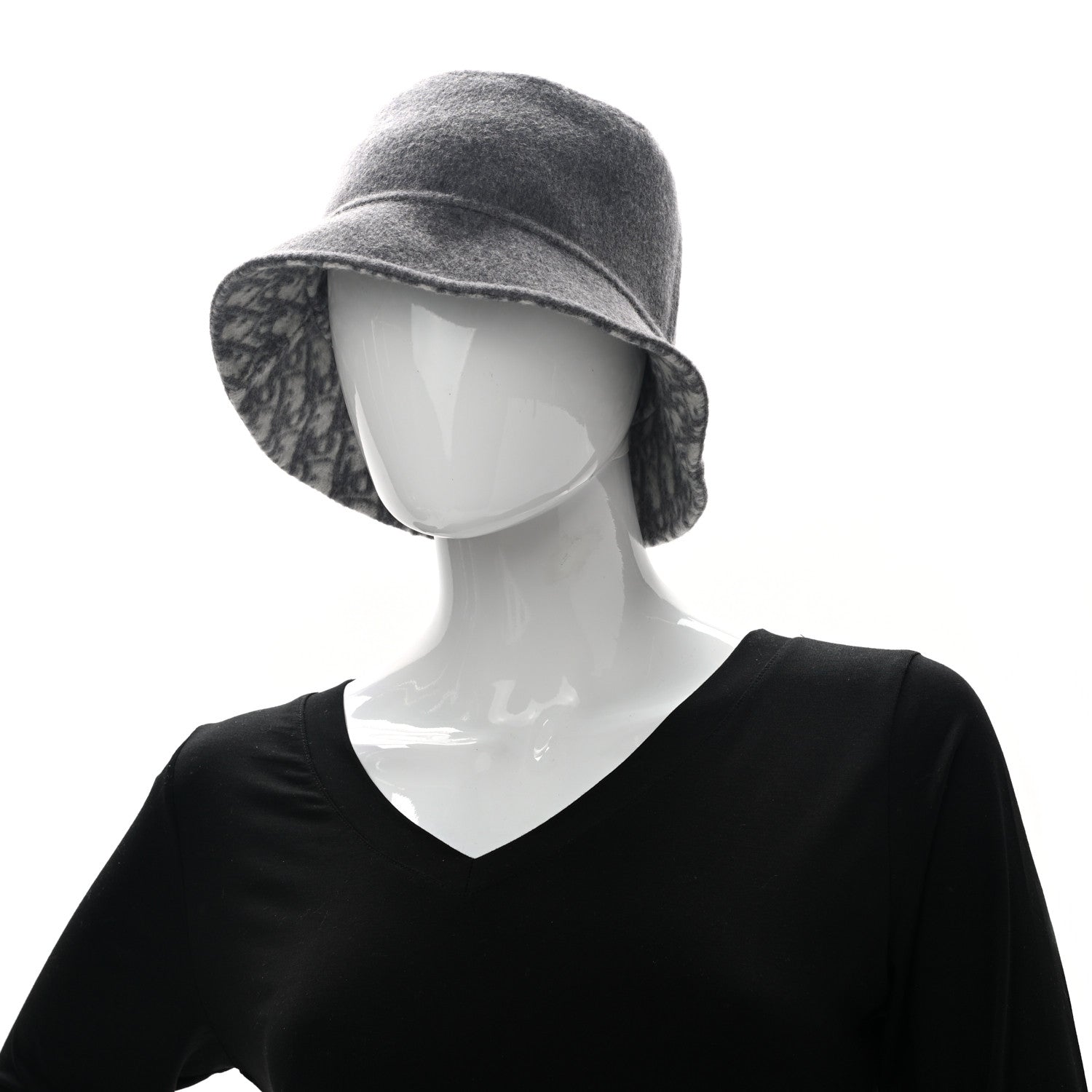 Christian Dior Wool Oblique Jacquard Bucket Hat Grey 2 of 17