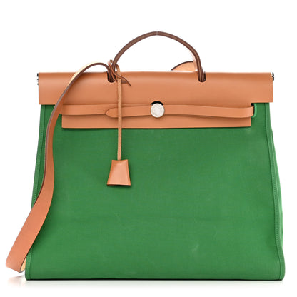 Hermes Vache Hunter Toile Herbag Zip 39 MM Cactus Natural 3 of 12