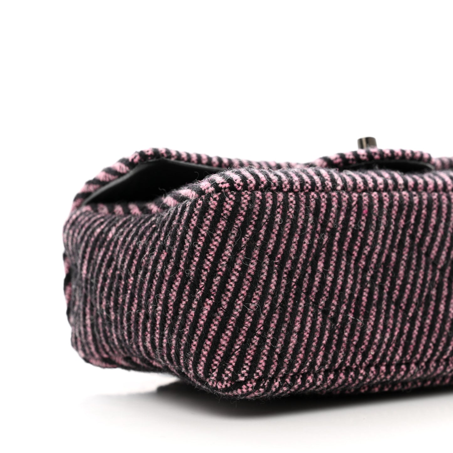 Wool Tweed Quilted Mini Rectangular Flap Pink Black