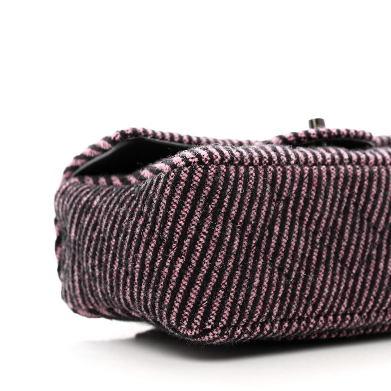 Chanel Wool Tweed Quilted Mini Rectangular Flap Pink Black 9 of 10