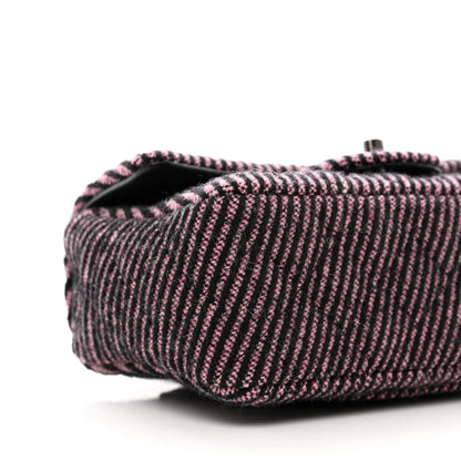 Chanel Wool Tweed Quilted Mini Rectangular Flap Pink Black 9 of 10