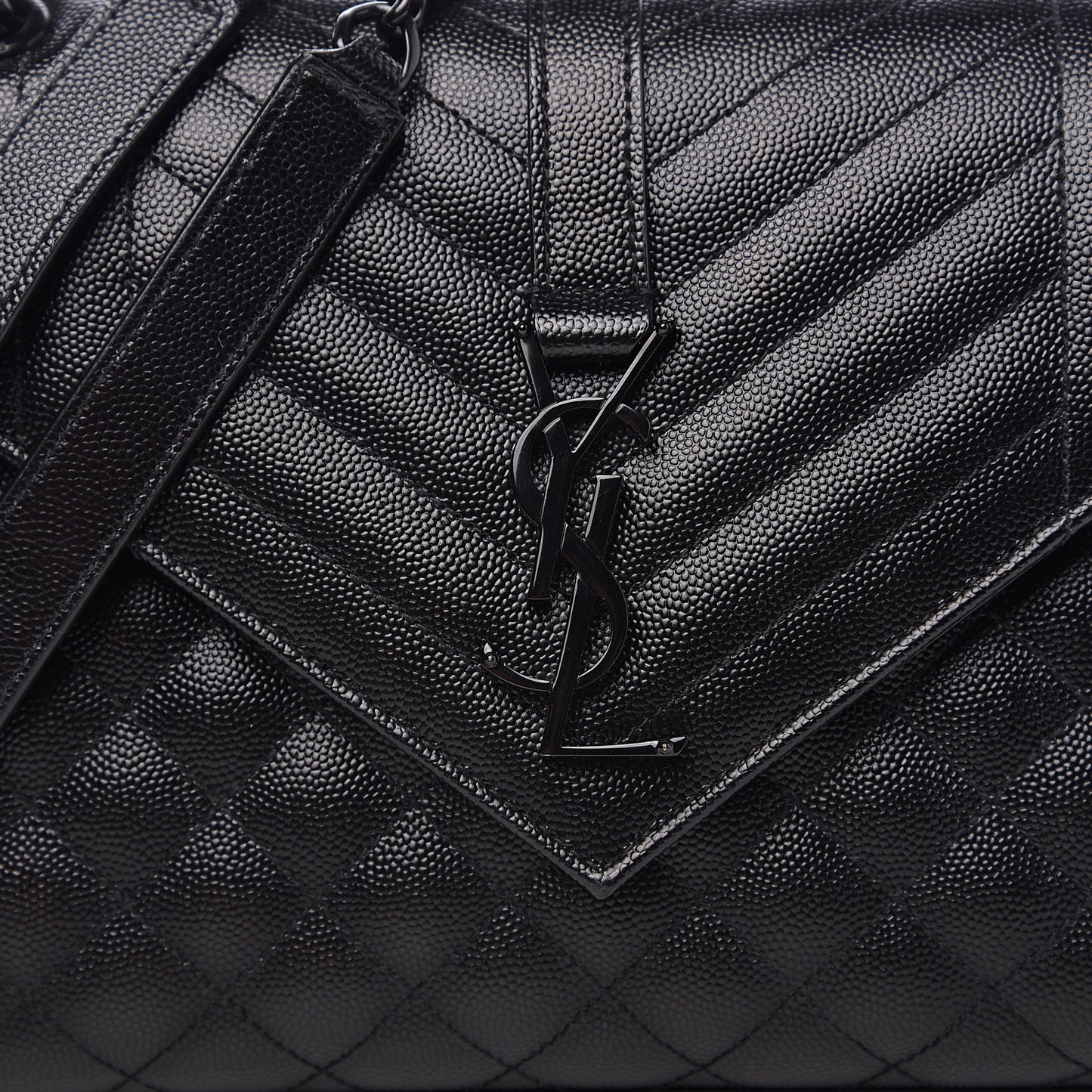 Grain De Poudre Textured Mixed Matelasse Triquilt Medium Monogram Satchel Black