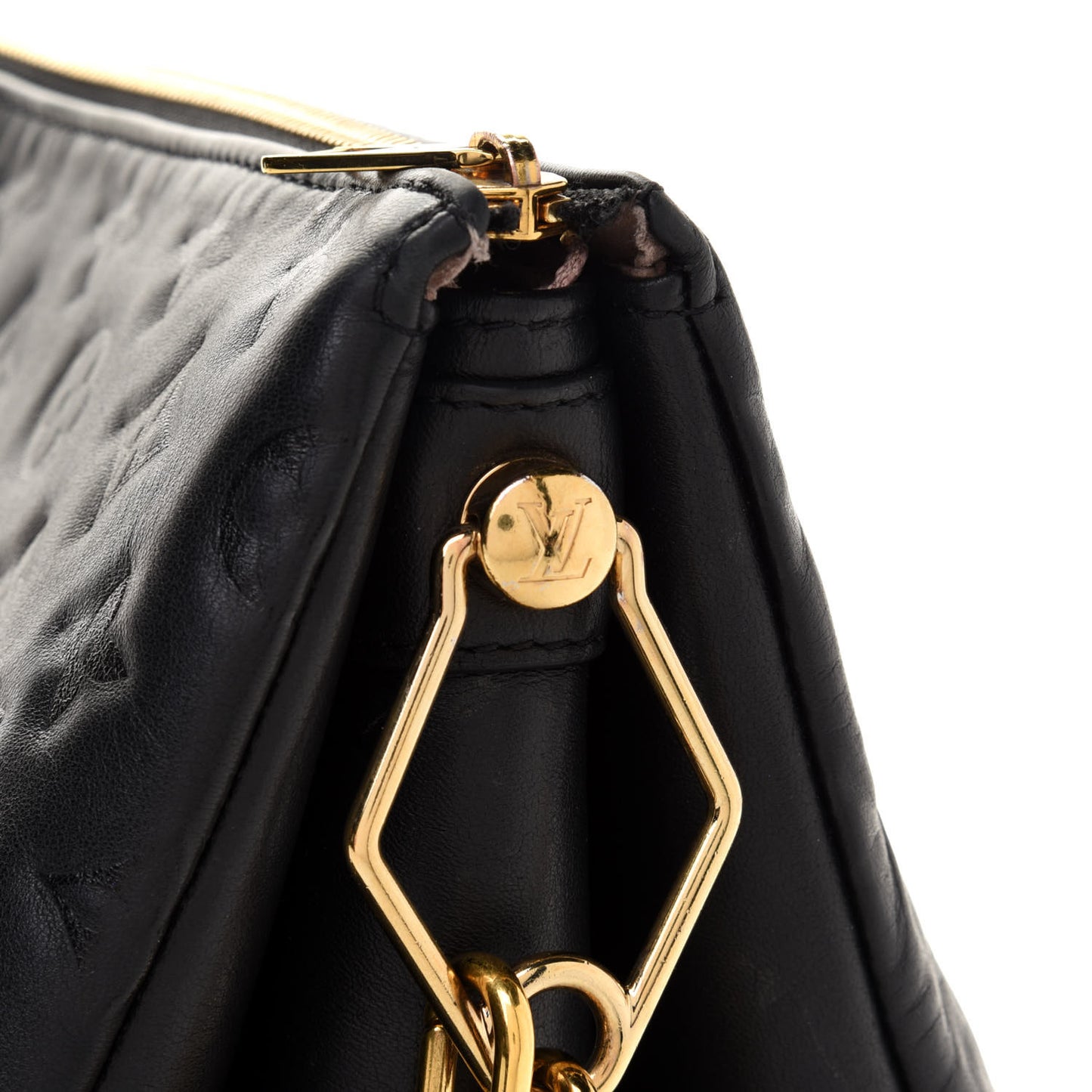 Lambskin Embossed Monogram Coussin PM Black