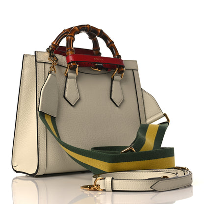 Gucci Textured Dollar Calfskin Web Small Diana Tote Bag Mystic White 5 of 11