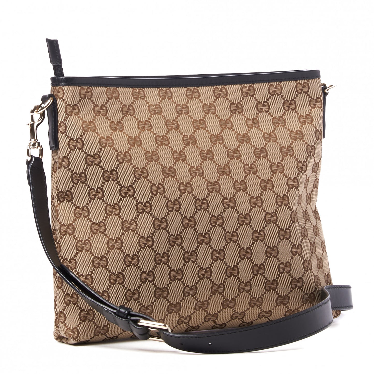 GG Monogram Web Flat Messenger Bag Black