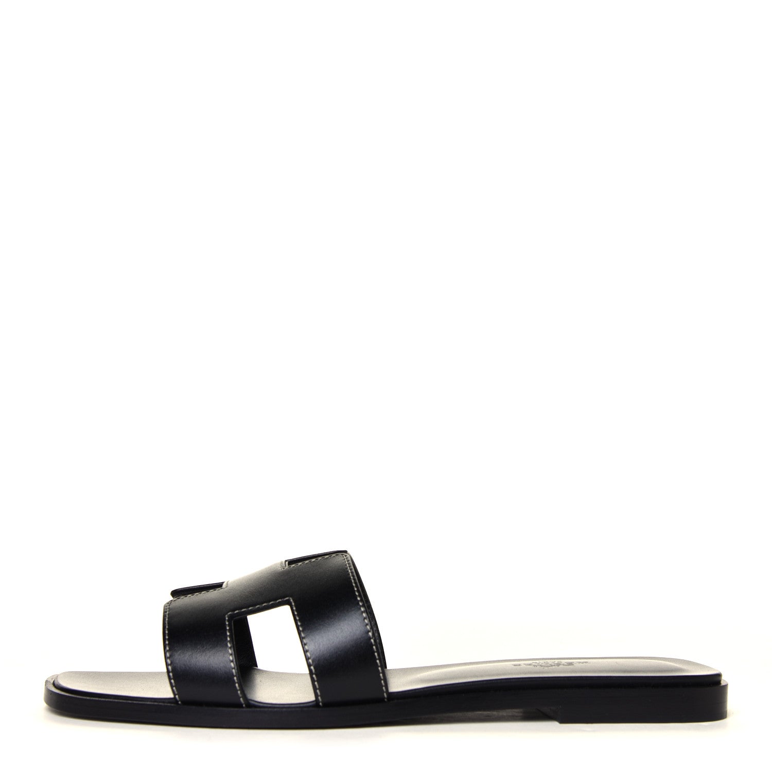 Hermes Box Calfskin Oran Sandals 39 Black 1 of 6