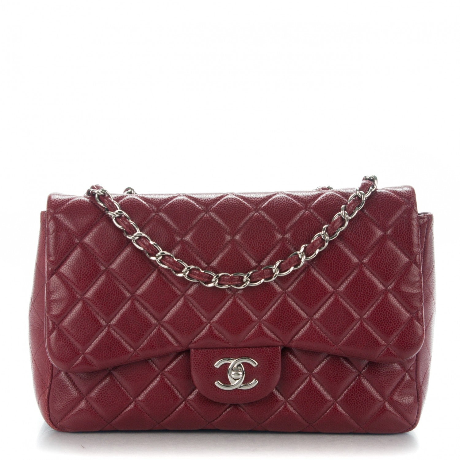 Chanel Caviar Quilted Jumbo Single Flap Dark Red 1 of 7