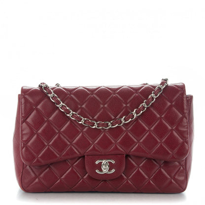 Chanel Caviar Quilted Jumbo Single Flap Dark Red 1 of 7