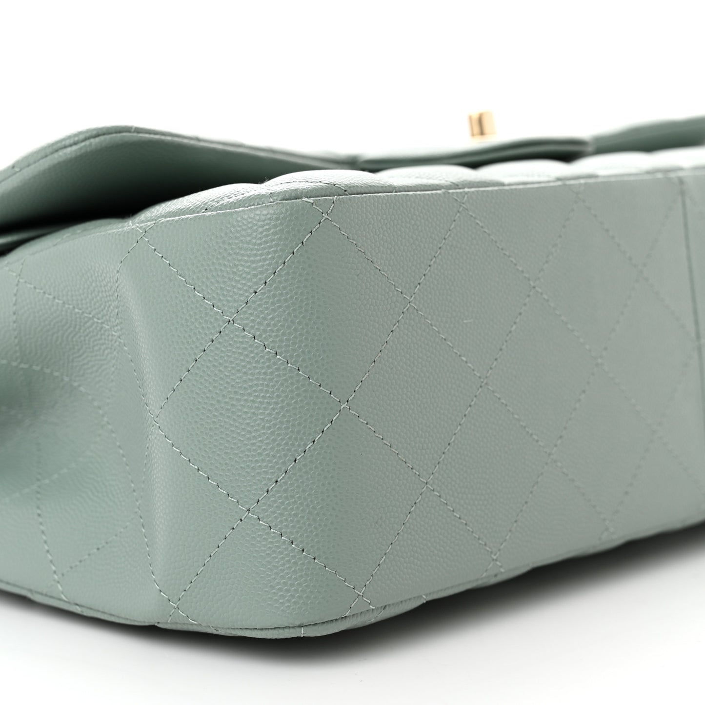 Caviar Quilted Jumbo Double Flap Dark Green