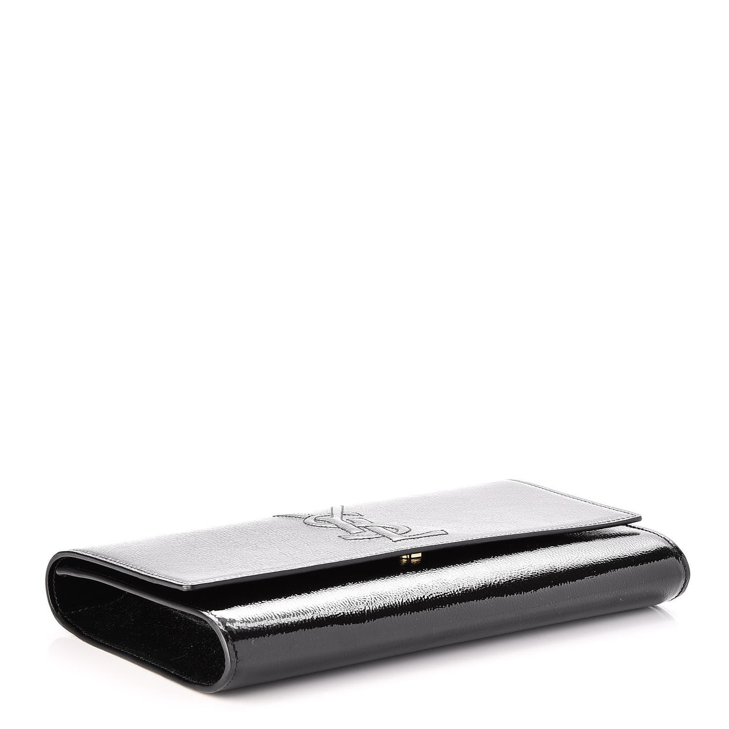 Textured Patent Monogram Large Belle De Jour Clutch Black