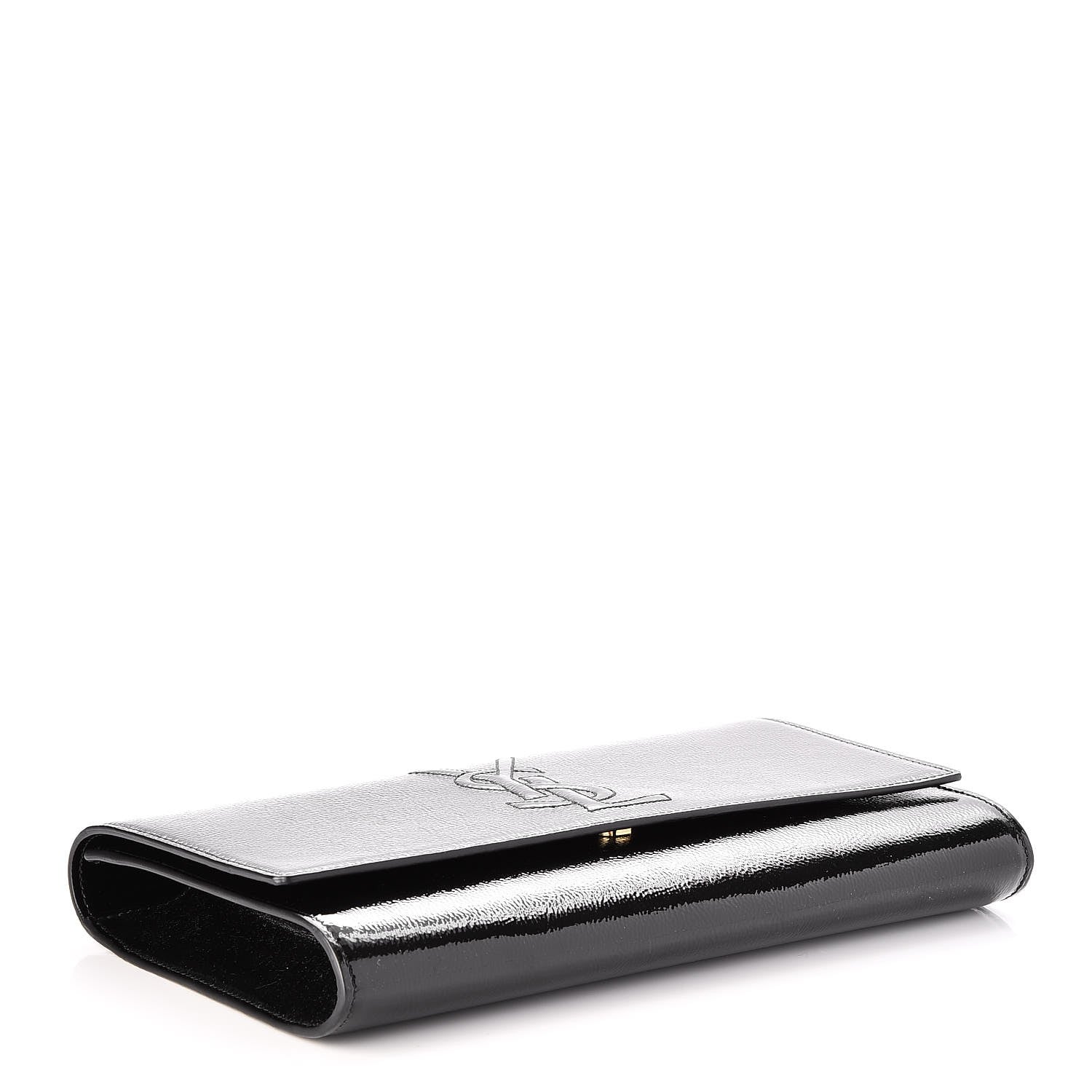Saint Laurent Textured Patent Monogram Large Belle De Jour Clutch Black 4 of 7
