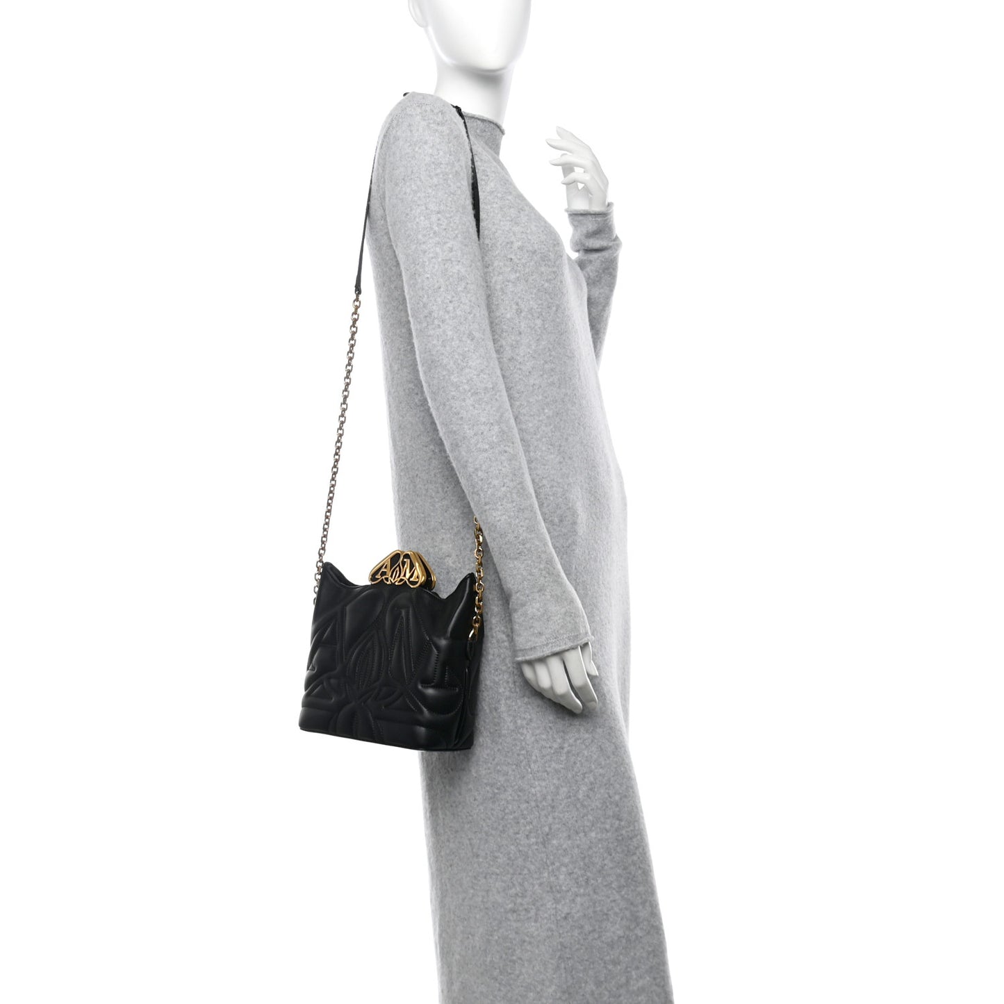 Calfskin Quilted Small The Seal Chain Crossbody Bag Black