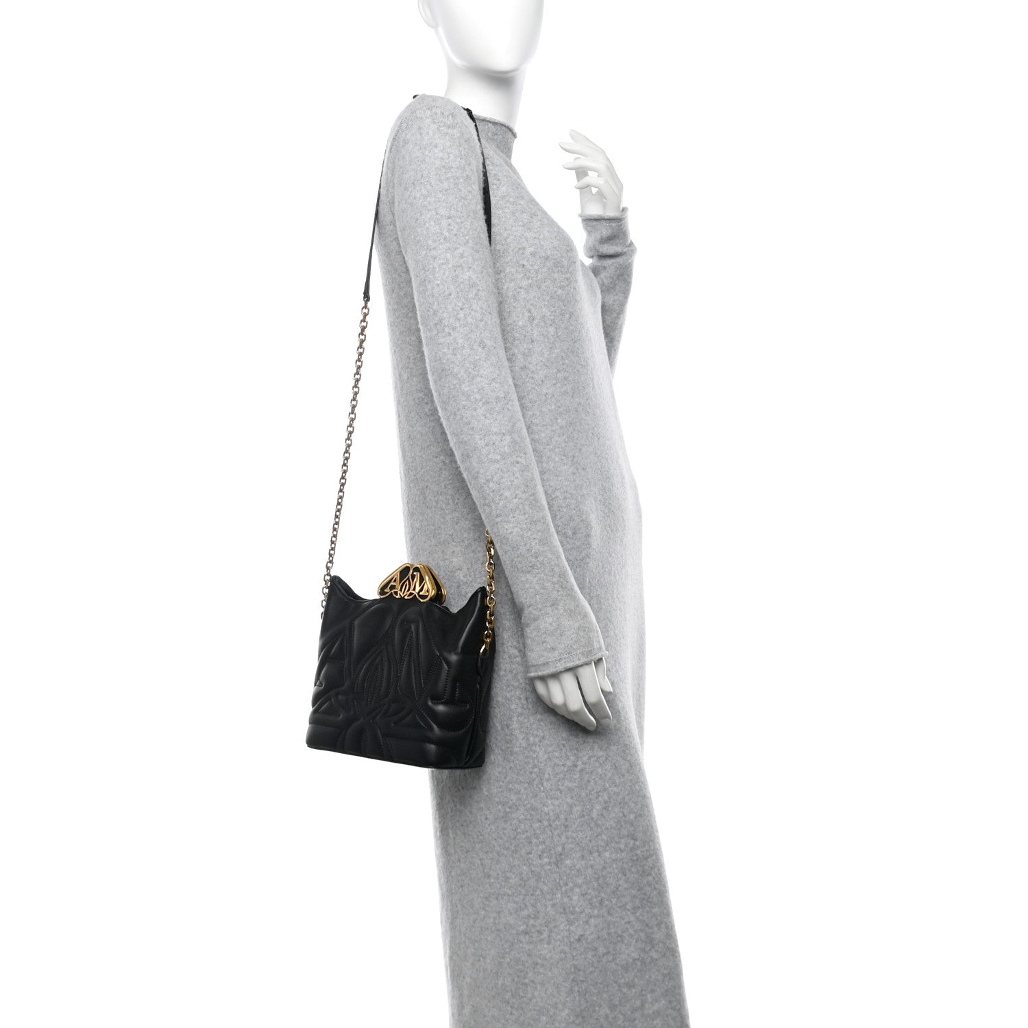 Alexander McQueen Calfskin Quilted Small The Seal Chain Crossbody Bag Black 2 of 10