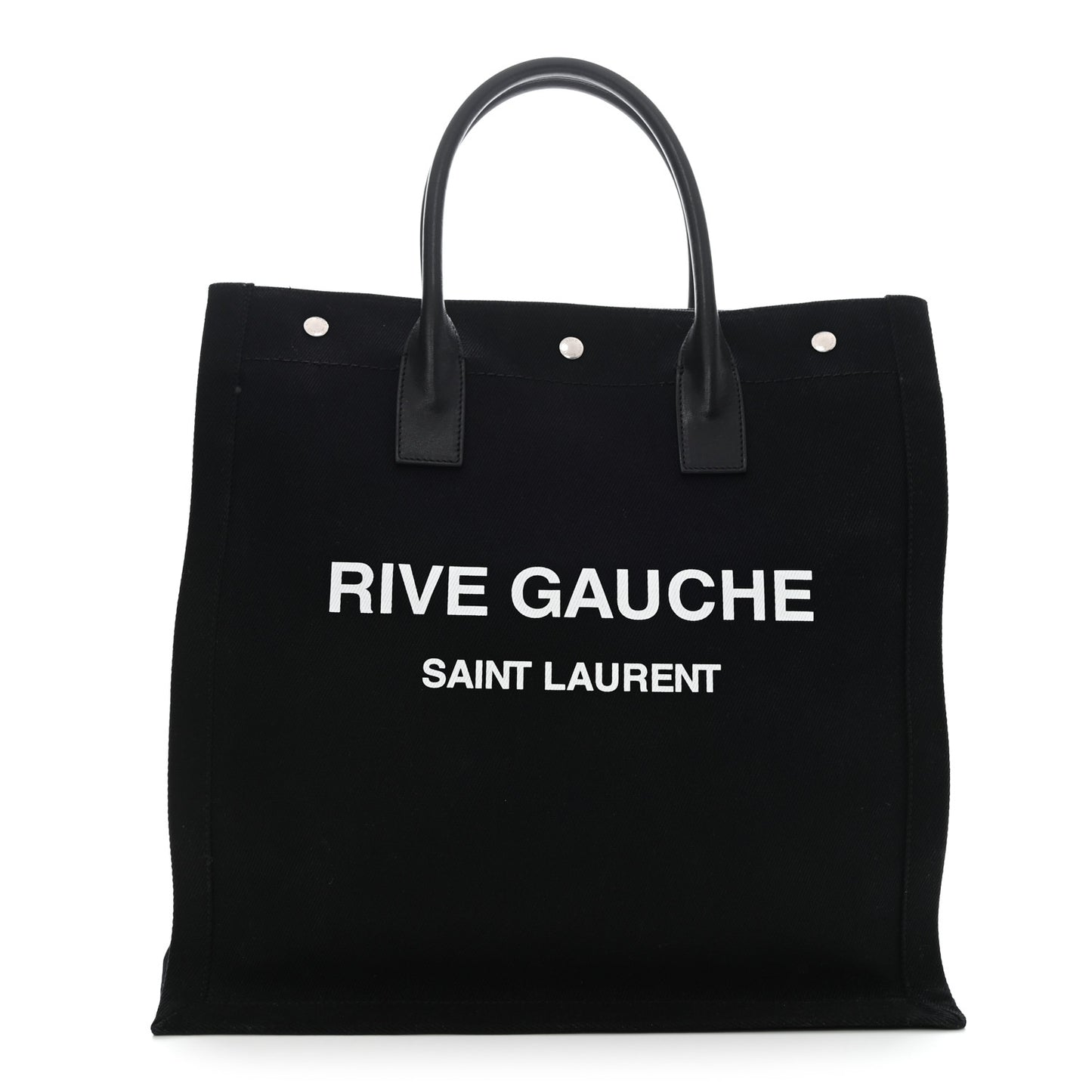 Linen Calfskin Rive Gauche North South Tote Black