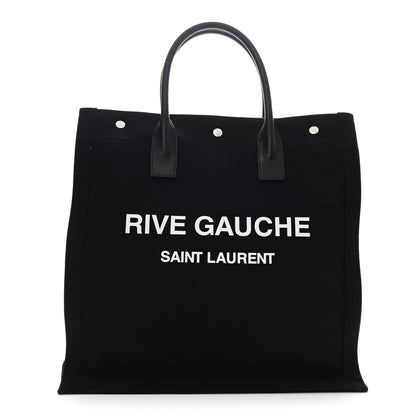 Saint Laurent Linen Calfskin Rive Gauche North South Tote Black 1 of 8