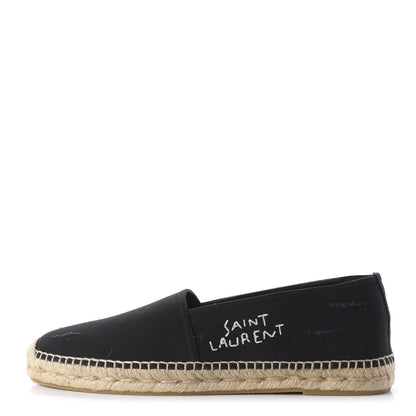 Saint Laurent Canvas Elba Logo Embroidered Espadrilles 43 Black 1 of 9