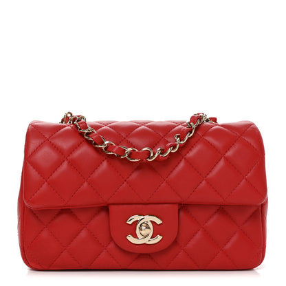 Chanel Lambskin Quilted Mini Rectangular Flap Red 1 of 11