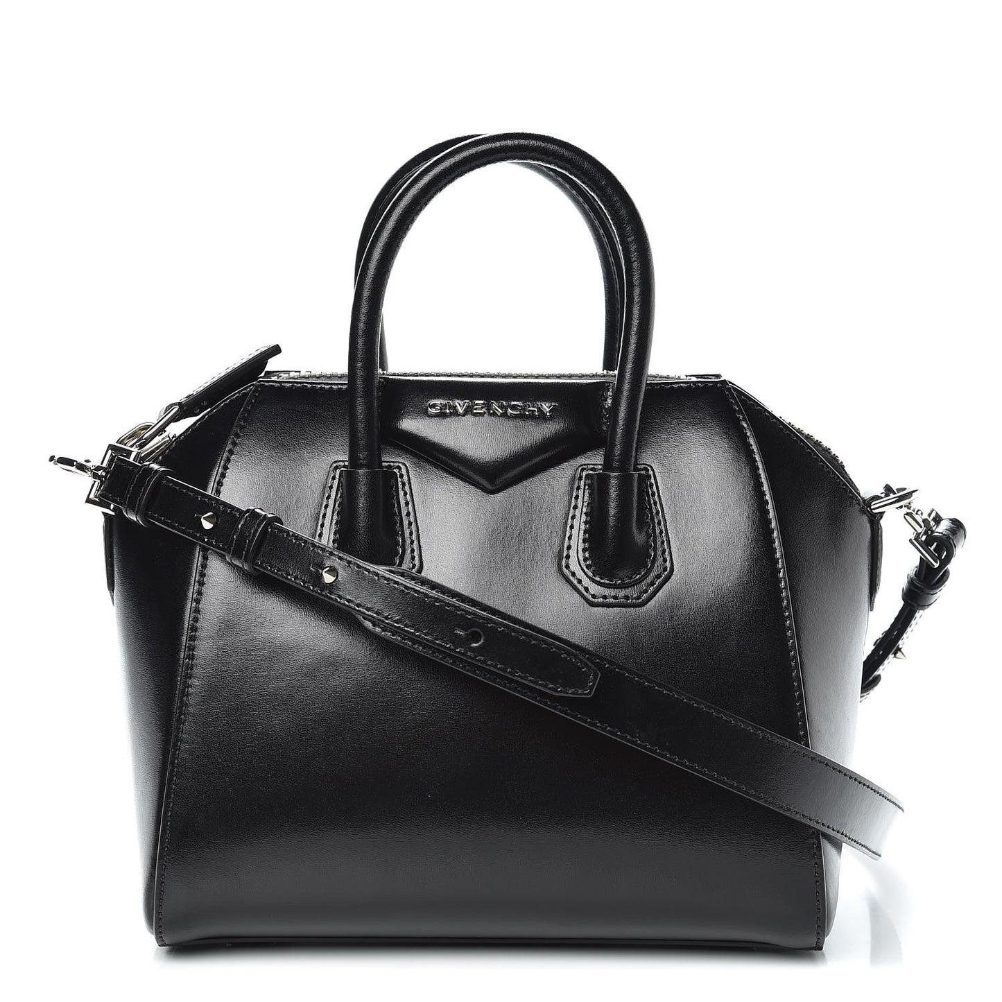 Shiny Lord Calfskin Mini Antigona Black