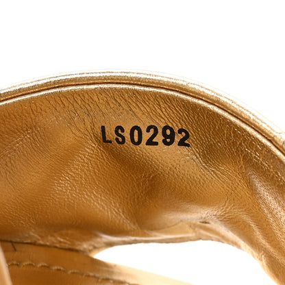 Louis Vuitton Metallic Lambskin Embossed Monogram Revival High Heel Mules 36.5  Gold 8 of 8