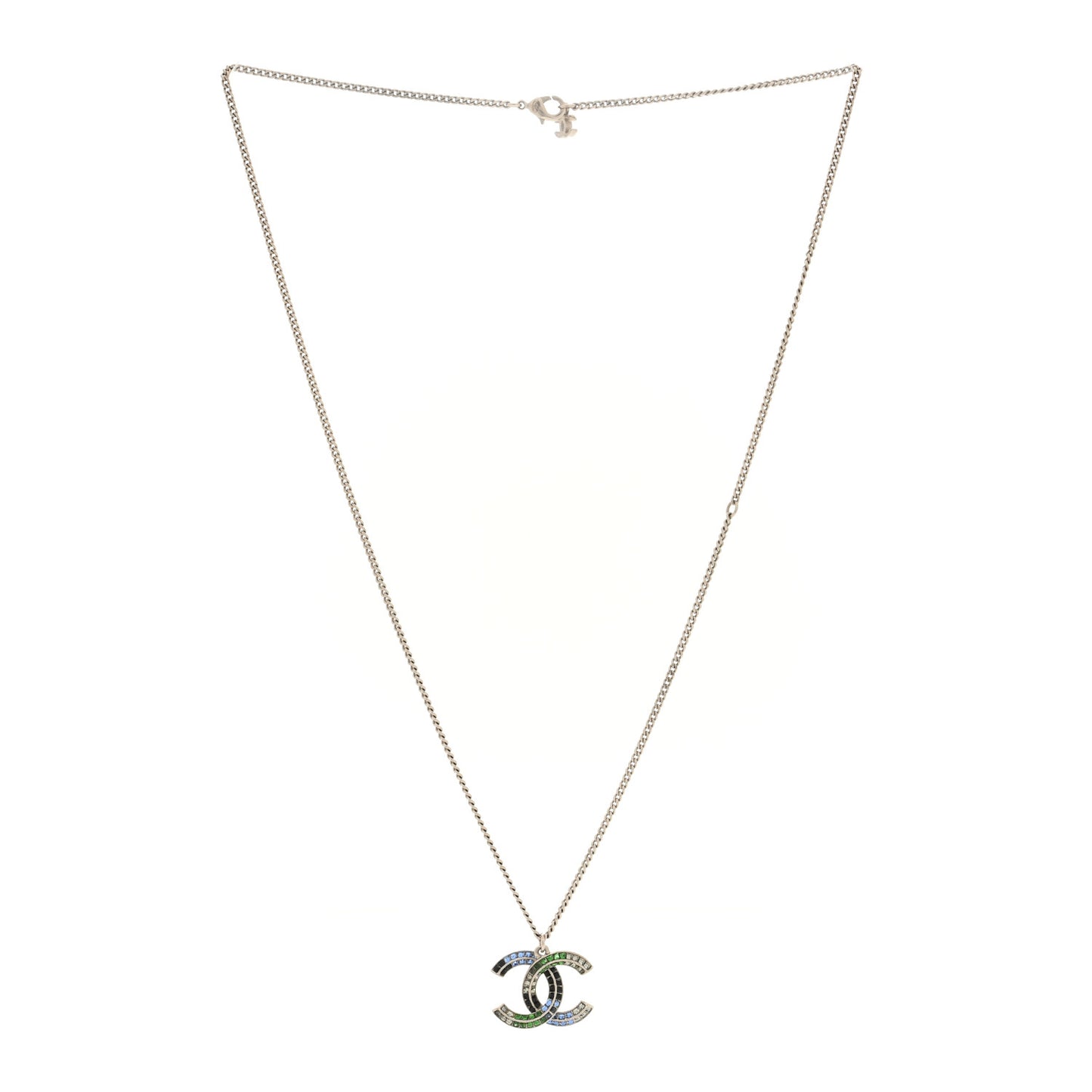 Baguette Crystal CC Necklace Blue