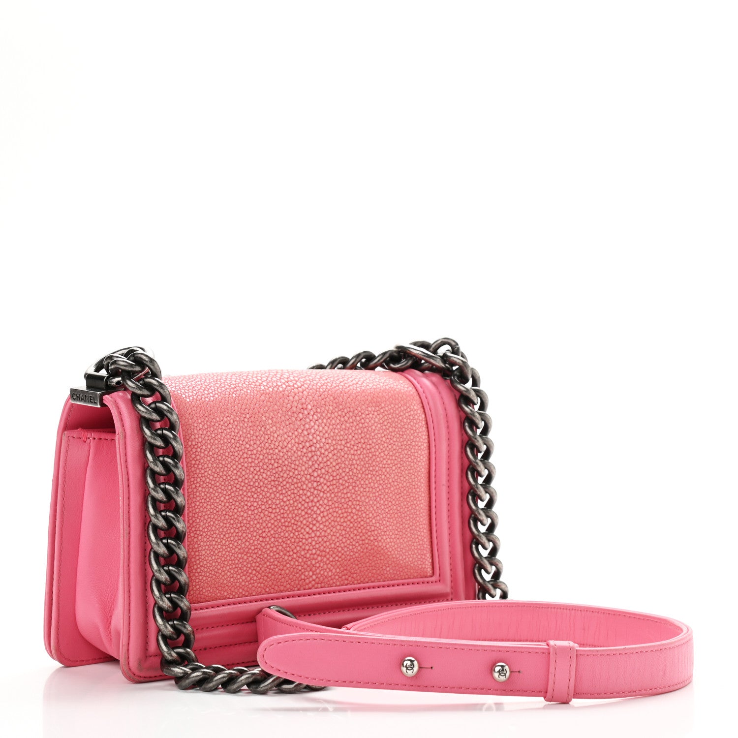 Chanel Galuchat Stingray Small Boy Flap Pink 3 of 19