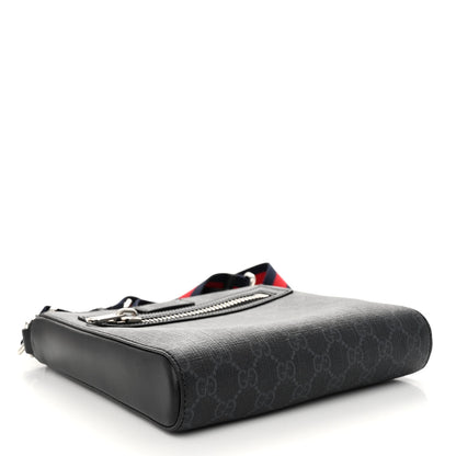 Gucci GG Supreme Monogram Web Small Flat Messenger Bag Black Grey 4 of 10