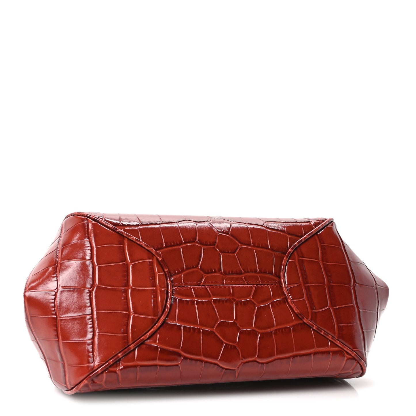Calfskin Crocodile Embossed Pretty CC Clutch With Strap Burgundy