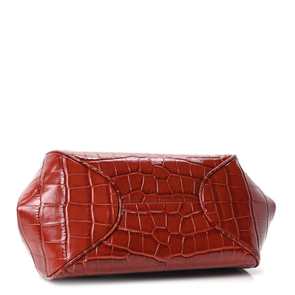 Chanel Calfskin Crocodile Embossed Pretty CC Clutch With Strap Burgundy 4 of 11