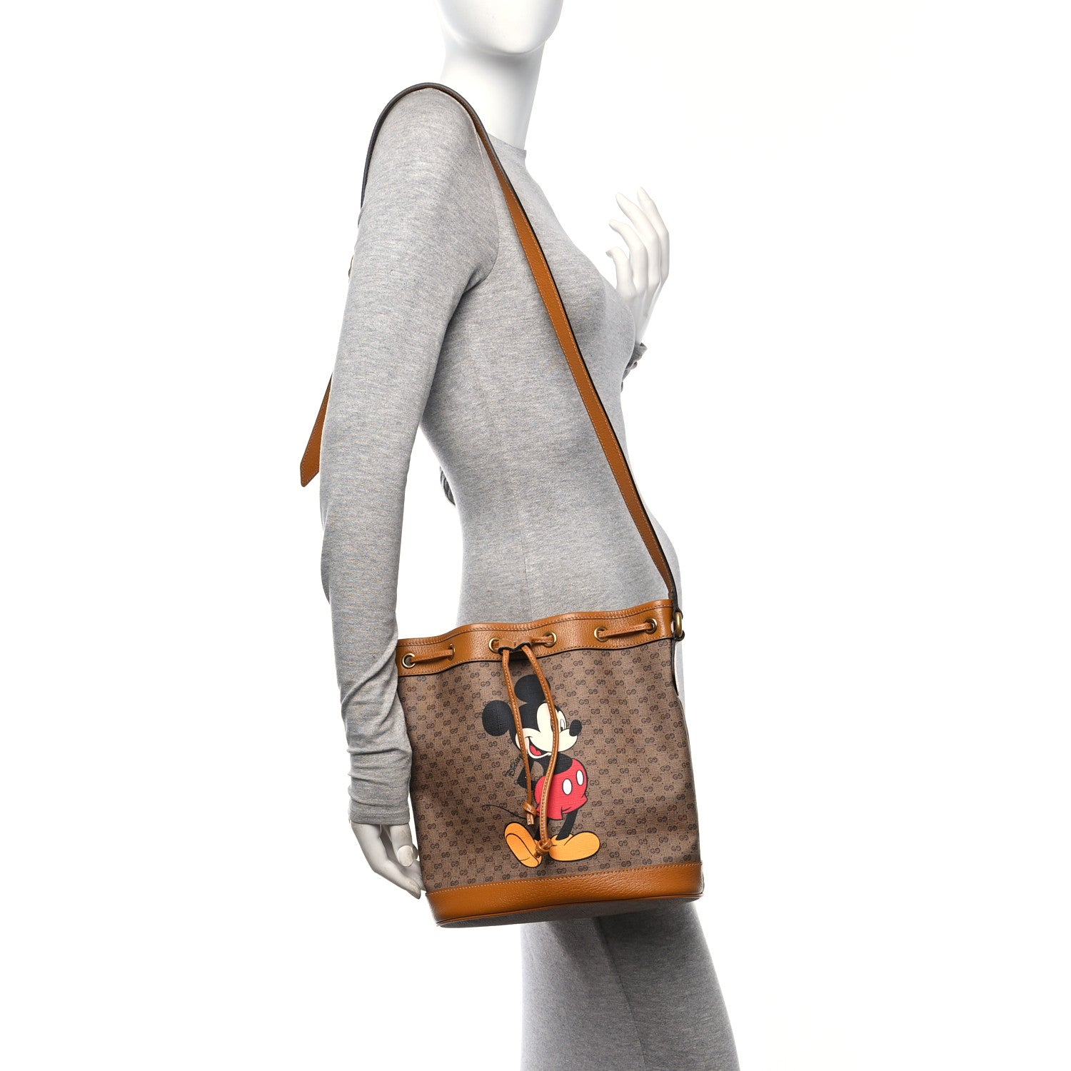 Gucci X DISNEY Mini Vintage GG Supreme Monogram Bucket Bag Beige Vintage Sun Oil 2 of 12
