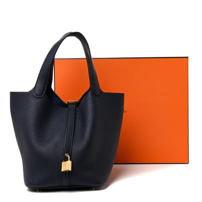 Hermes Taurillon Clemence Picotin Lock 22 MM Bleu Nuit 17 of 18