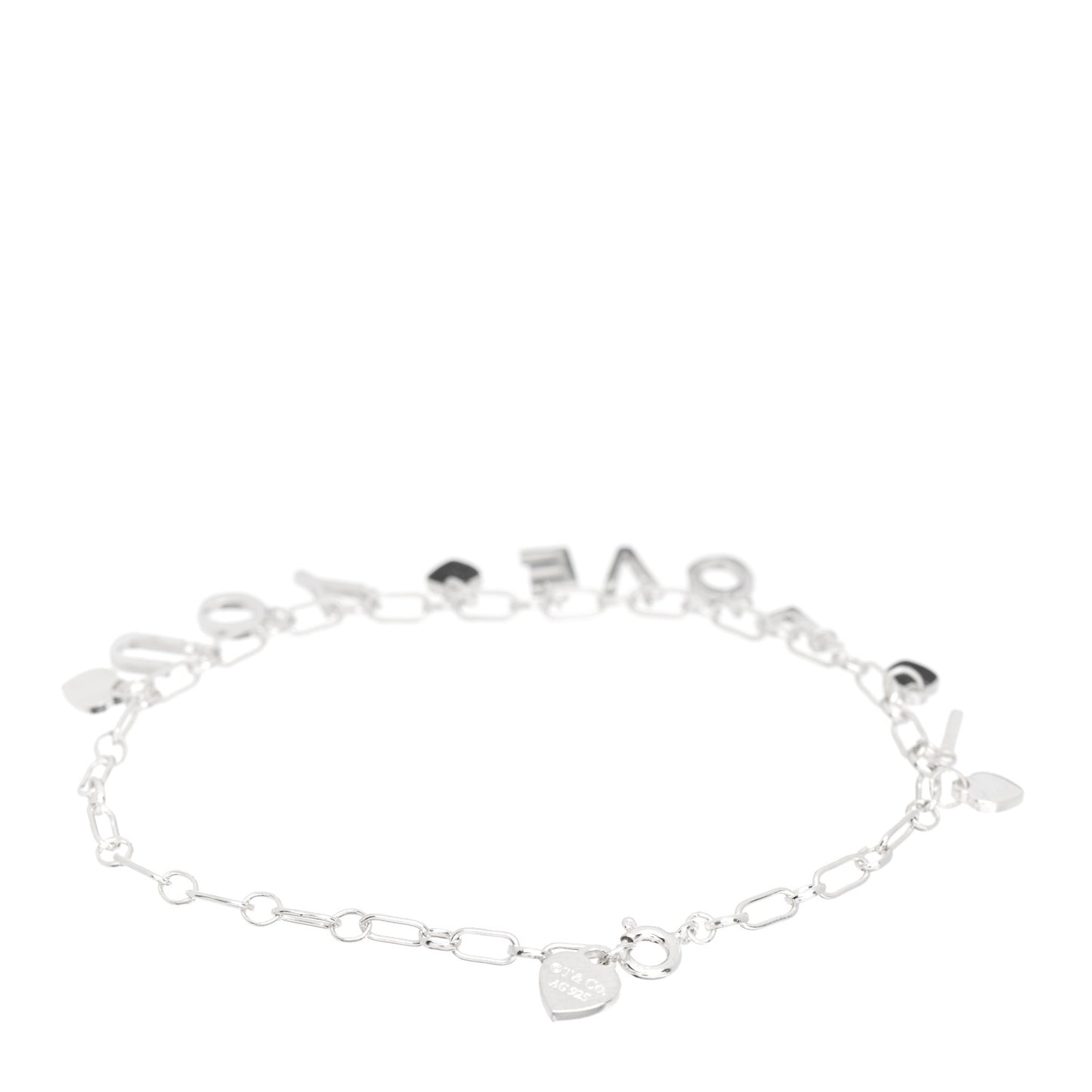Sterling Silver Enamel I Love You Charm Bracelet Blue