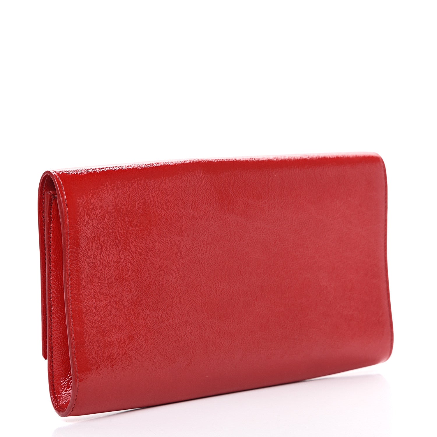 Saint Laurent Textured Patent Monogram Large Belle De Jour Clutch Red 2 of 6