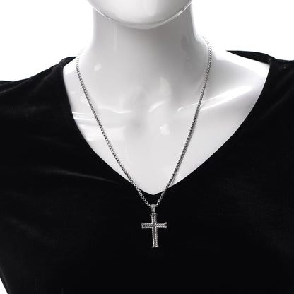 David Yurman Sterling Silver Black Diamond Chevron Cross Pendant Necklace 2 of 5