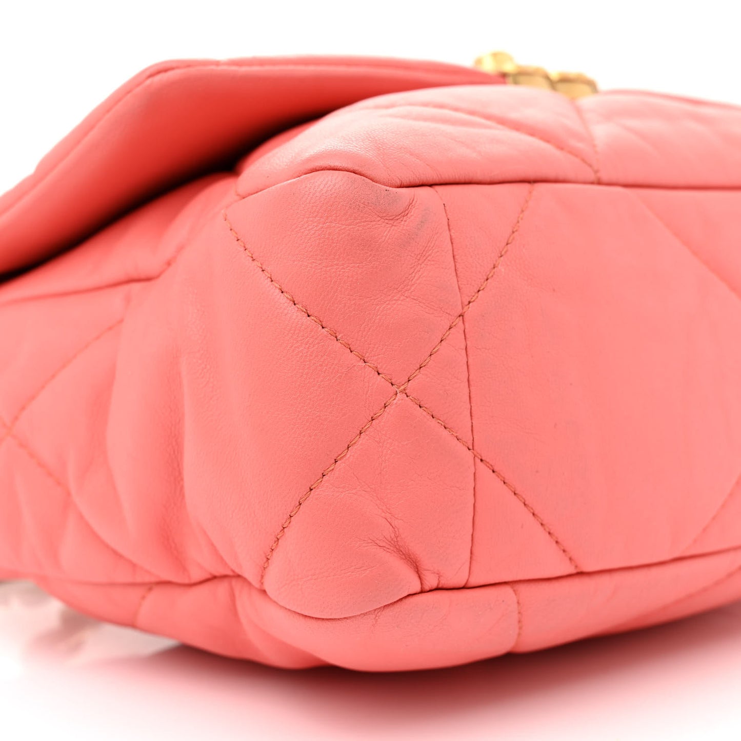 Goatskin Quilted Medium Chanel 19 Flap Coral