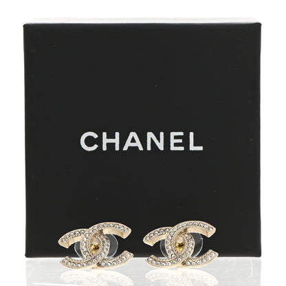 Chanel Crystal CC Earrings Gold 4 of 5