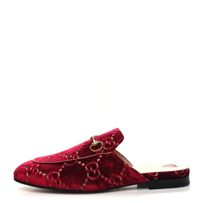 Gucci Velvet GG Monogram Womens Princetown Slippers 39 Red Cipria 1 of 8