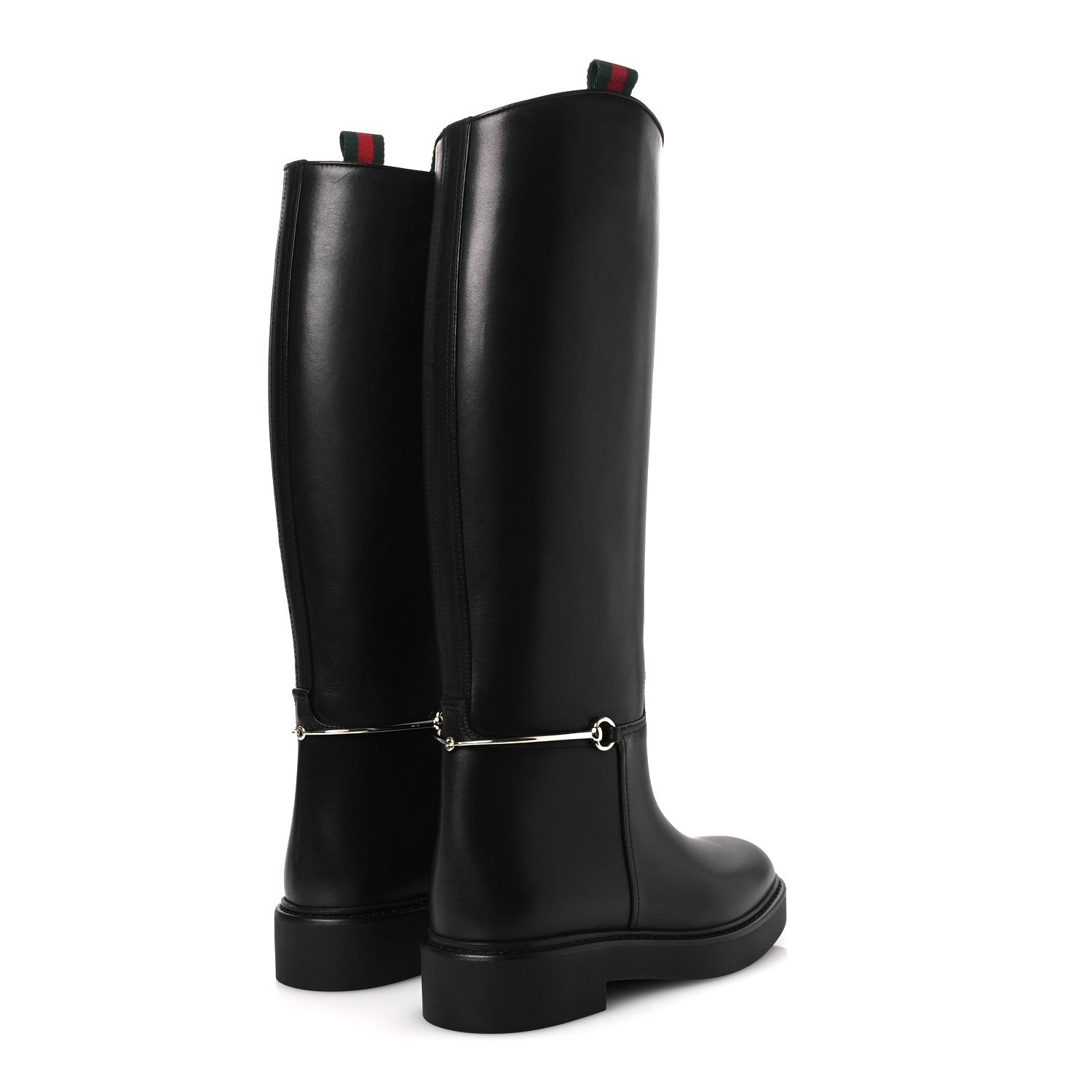 Gucci Shiny Calfskin Michelangelo Slim Horsebit Riding Boots 36 Black 9 of 22