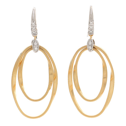 Marco Bicego 18K Yellow White Gold Diamond Marrakech Onde Concentric Hook Earrings 1 of 4