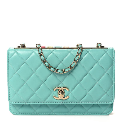 Chanel Lambskin Quilted Trendy CC Wallet On Chain WOC Turquoise 1 of 13