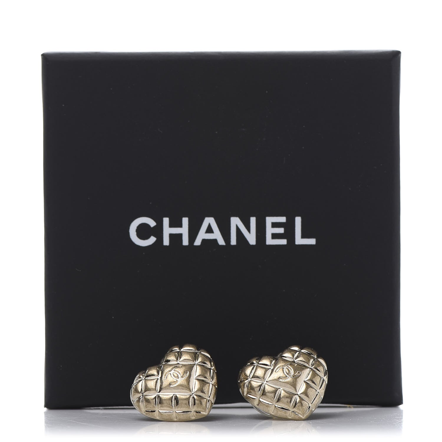 Chanel Quilted CC Heart Earrings Gold 5 of 5