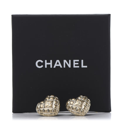 Chanel Quilted CC Heart Earrings Gold 5 of 5