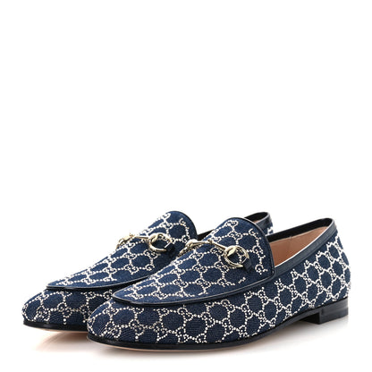 Gucci Denim Crystal GG Monogram Horsebit Womens Jordaan Loafers 39.5 Deep Blue Blue Milad 4 of 12